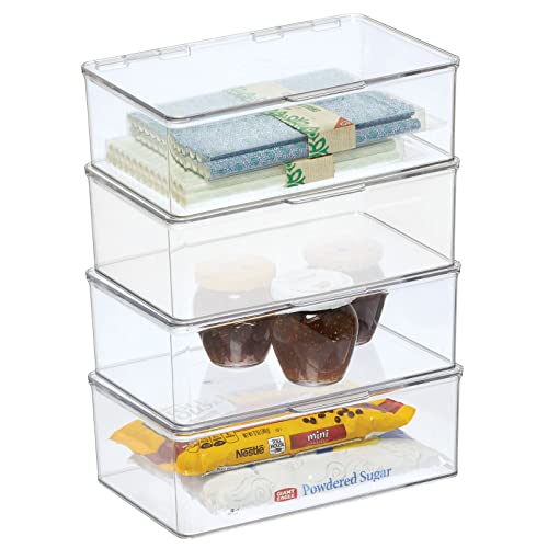 mDesign 4er-Set Aufbewahrungsbox mit Deckel für den Kühlschrank – 3,1 Liter Frischhaltedose und Gefrierdose aus Kunststoff, stapelbar – für Babynahrung & andere Lebensmittel – durchsichtig