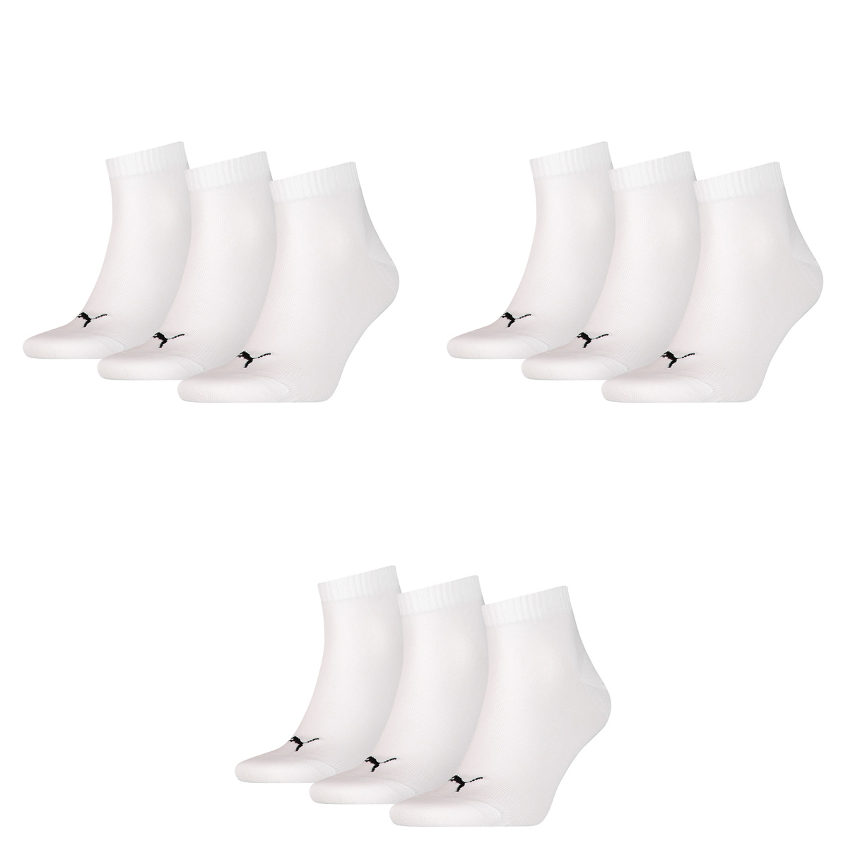 PUMA Plain 3P Quarter Socke, Weiß (White), 47-49
