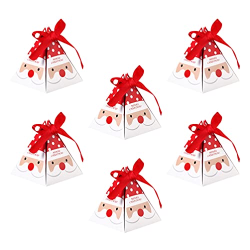 Angoily 30PCS Weihnachten Geschenk Boxen Gesetzt Dekorative Kleine Weihnachten Candy Boxen für Geschenk Geben Rot Santa Weihnachten Leckereien Boxen Papier Boxen mit Bändern für