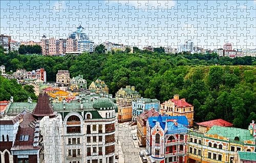 GUOHLOZ Puzzle 1000 Teile, Puzzle für Erwachsene, Impossible Puzzle, Puzzle farbenfrohes Legespiel, 1000 Puzzle Home Dekoration Puzzle. Stadt, Ukraine, 75x50cm