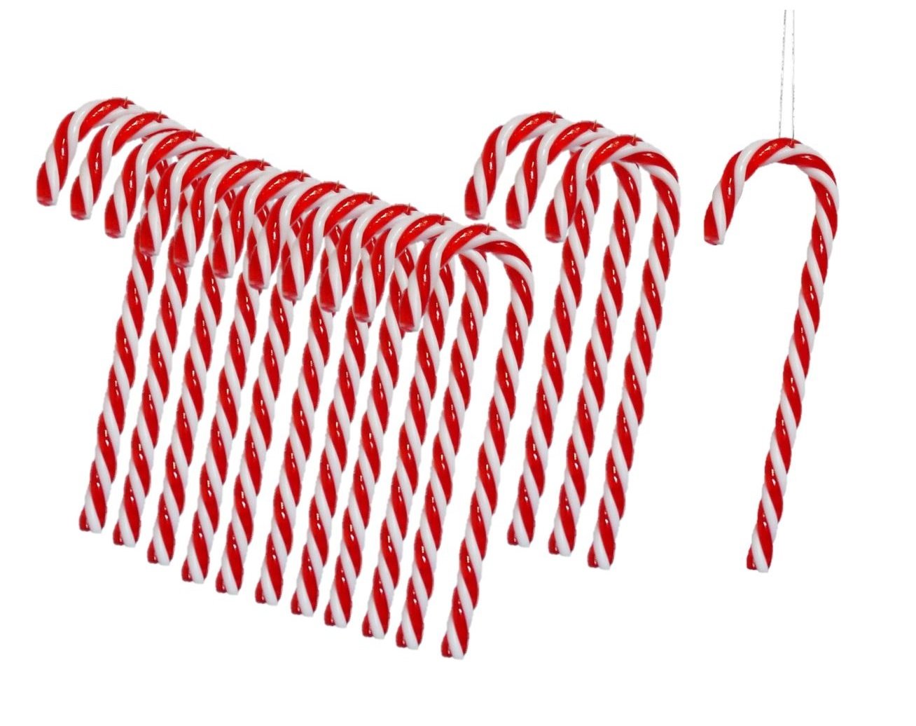 Geschenkestadl Zuckerstangen zum Hängen Rot Weiß 13cm Baumschmuck Weihnachten Anhänger Landhaus (150 Stück)