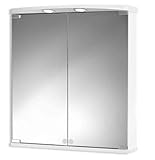Jokey Spiegelschrank Ampado mit LED Beleuchtung 60 cm breit, Badezimmer Spiegelschrank aus MDF, inkl. Steckdose | Weiß