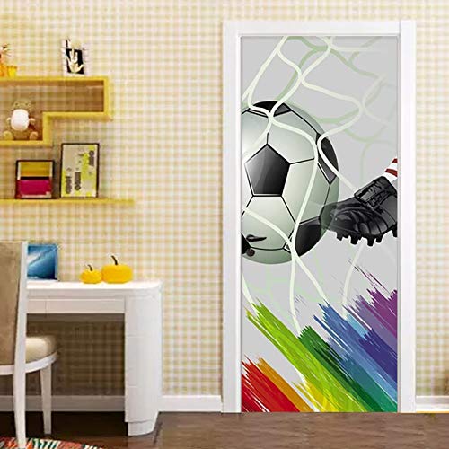 Fototapete Türtapete Selbstklebend Türposter Fußballtor 3D Türfolie Poster Türaufkleber für Tür, Wohnzimmer, Schlafzimmer, Küche und Bad 90X200cm