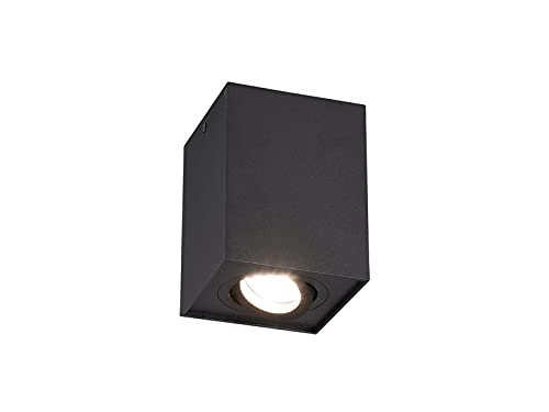 TRIO Beleuchtung Geometrischer Würfel Deckenstrahler mit LED und schwenkbarem Spot, schwarz matt