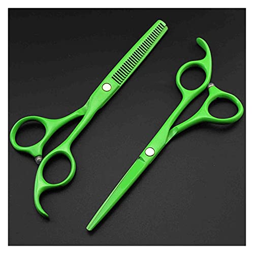 Haarschneidscheren 5,5-Zoll-Farbbibliotheks-Set, Friseurschere, dünnere Friseurschere, Friseur-Schere (Color : Green)