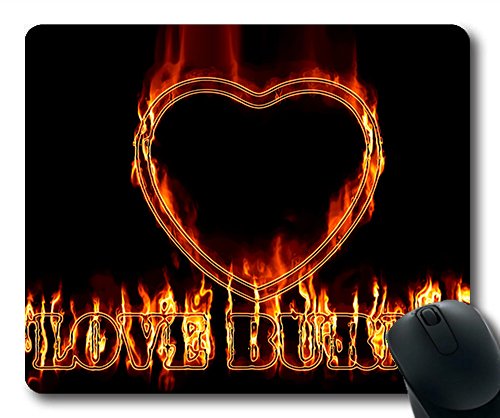 (Precision Lock Edge Mouse Pad) Heart Love Fire Burn Pain Suffering Broken Heart Gaming Mouse Pad Mouse Mat for Mac or Computer