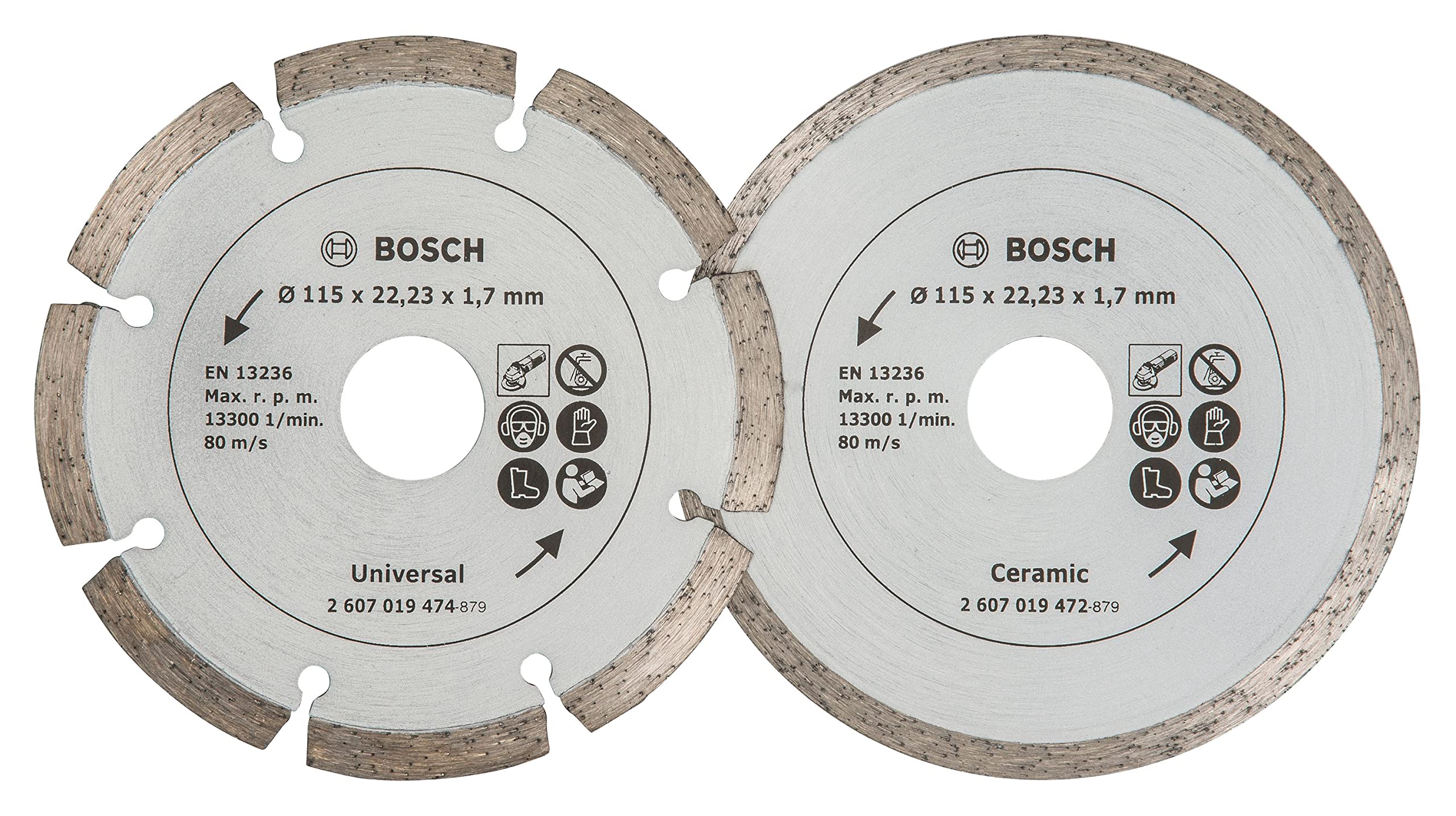 Bosch Accessories Bosch 2 Diamanttrennscheiben für Fliesen und Baumaterial, 115 mm, 2607019478