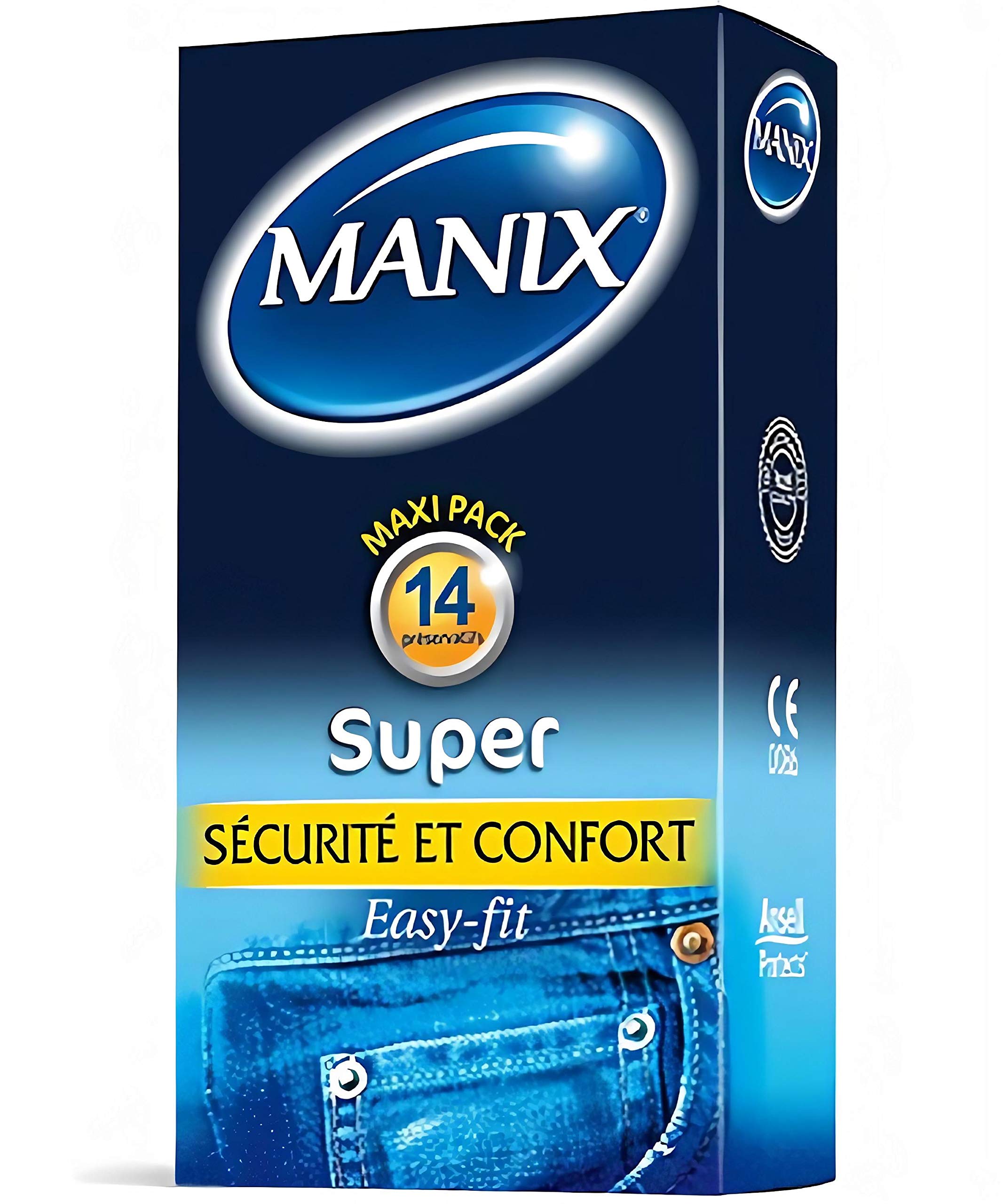 Manix Super: Box mit 144 klassischen Kondomen aus Latex/Kondome für Herren, geschmiert und dünn, Standardgröße/Durchmesser 52 mm