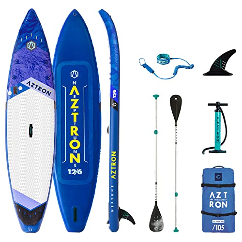 Aztron Neptune Aufblasbares Unisex Erwachsene Board + Style Aluminium Paddel + Flosse + SUP Bag 380x80x15