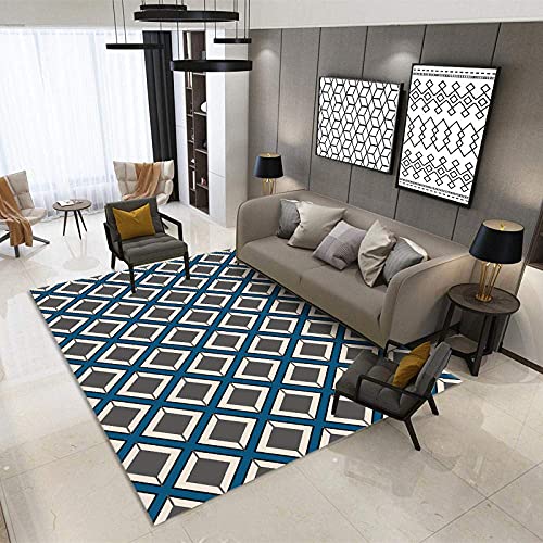 FGDSA Moderner Wohnzimmerteppich, Designer-Teppich, Kurzflor-Teppich, Schlafzimmer, Kunstteppich, graues Rauten-Puzzle, 160 x 230 cm