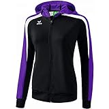 ERIMA Damen Jacke Liga 2.0 Trainingsjacke mit Kapuze, schwarz/violet/weiß, 48, 1071860