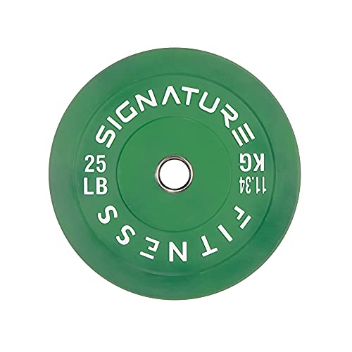 Signature Fitness Olympische Hantelscheiben mit Stahlnabe, 5,1 cm, farbkodiert, 100 % Naturkautschuk