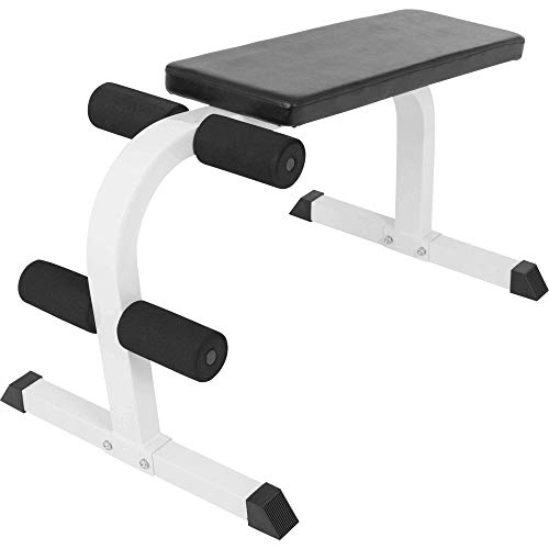 GORILLA SPORTS® Bauchtrainer mit Beinfixierung Weiß – Sit-Up Hantelbank bis 150 kg belastbar