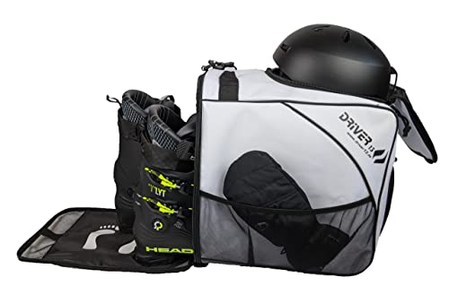 Driver13 ® Skistiefelrucksack mit Helmfach weiß