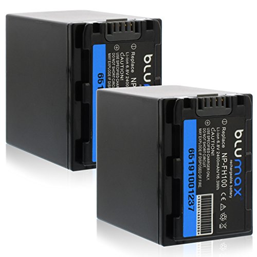 Blumax 2X NP-FH100 Akku kompatibel mit diversen Sony Kameras 2400mAh 6,8V 16,3Wh