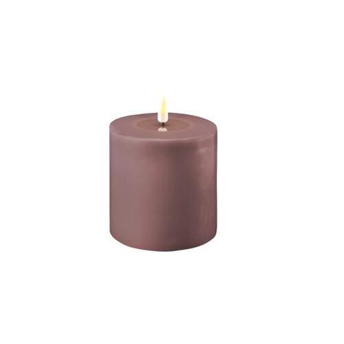 ReWu LED Kerze Deluxe Homeart, Indoor LED-Kerze mit realistischer Flamme auf einem Echtwachsspiegel, warmweißes Licht - (Light Purple)