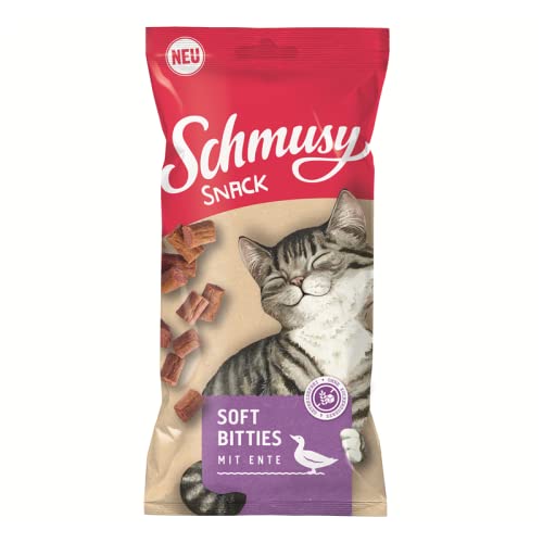 Finnern Schmusy | Soft Bitties | idealer Katzensnack | 60g (Ente, 16 Stück)