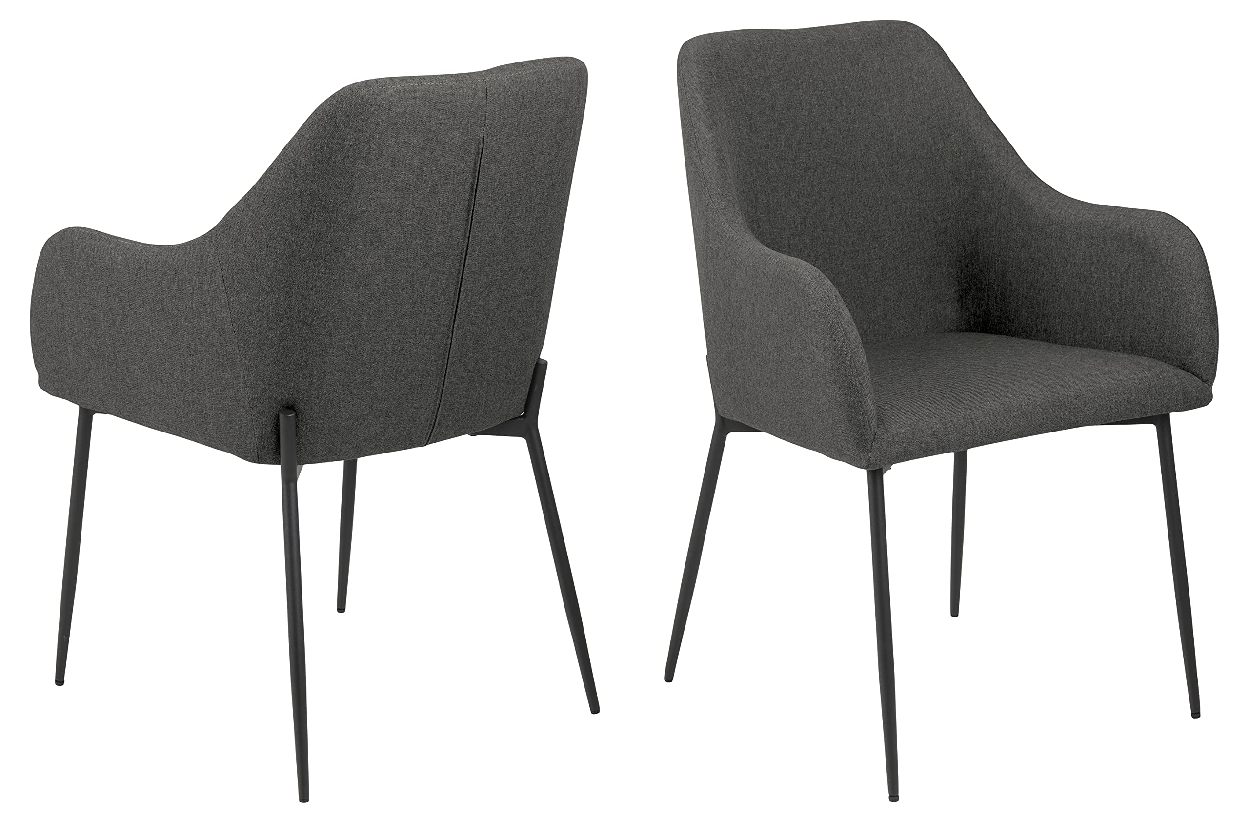 AC Design Furniture Juno Carver Esszimmerstühle, H: 83 x B: 57 x T: 55,5 cm, Grau/Schwarz, Stoff/Metall, 2 Stk.