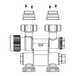 OV Multiblock TF an Heizkörper mit IG 1/2 schwenkbar