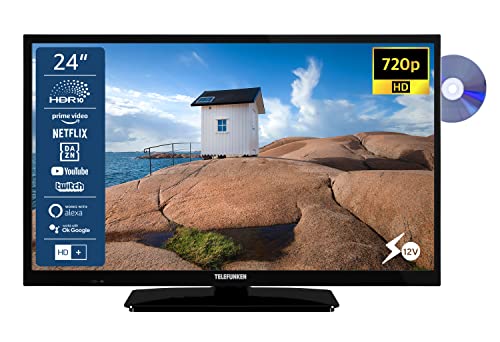 TELEFUNKEN XH24SN550MVD 24 Zoll Fernseher/Smart TV (HD Ready, HDR, Triple-Tuner, 12 Volt, DVD-Player) - 6 Monate HD+ inklusive [2023]
