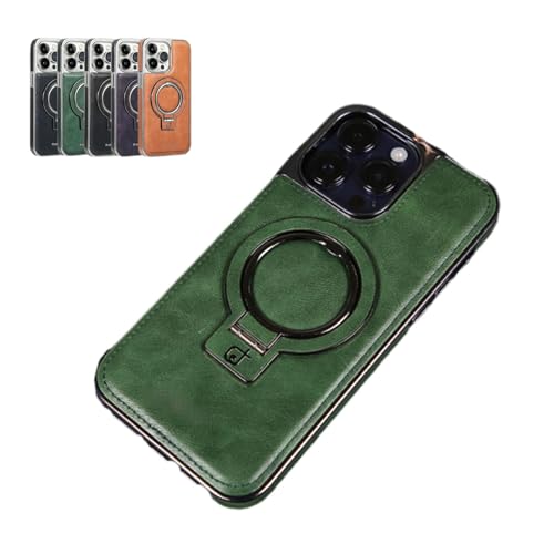 Luxuriöse for iPhone-Hülle Aus Leder Mit Unsichtbarem Ständer, Luxuriöse Hülle Aus Leder for iPhone 15 14 13 Pro Max, for iPhone Luxuriöse Hülle Leder (for 15Promax,Green)