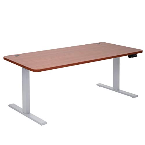 Mendler Schreibtisch HWC-D40, Computertisch, elektrisch höhenverstellbar 160x80cm 53kg - Natur, grau