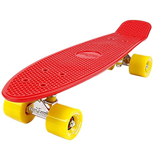 FunTomia Mini-Board 57cm Skateboard mit oder ohne LED Leuchtrollen inkl. Aluminium Truck und Mach1 ABEC-11 Kugellager