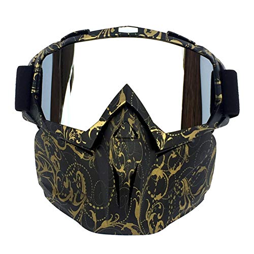 HCMAX Motorrad Schutzbrillen Brille Abnehmbare Gesichtsmaske Helm Nebelfest Winddicht Fahrradbrille zum Offroad Reiten Passen Männer Frau