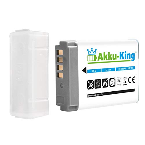 Akku-King Akku kompatibel mit Canon NB-13L - Li-Ion 1010mAh - für Canon PowerShot G5X G7X G9X, G7X Mark II, G9X Mark II,SX720 HS, SZ730 HS, SX620 HS