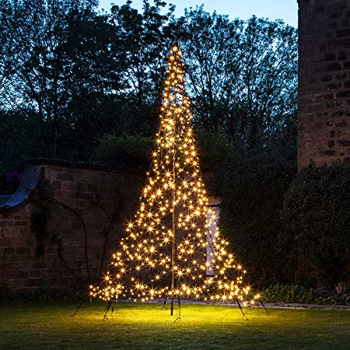 Lights4fun 4m Fairybell LED Baum Lichterpyramide Außen