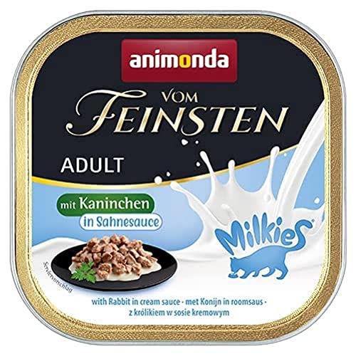 animonda Vom Feinsten Milkies Adult Katzenfutter, Nassfutter für Erwachsene Katzen, mit Kaninchen in Sahnesauce, 32 x 100 g