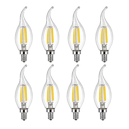 Ruihua LED-Leuchtmittel, E14, Warmweiß, 2700 K, 4 W (entspricht 40 W Halogen), C35, kleine Energiesparlampen, Vintage, Edison-Schraube, 400 lm, 8 Packungen