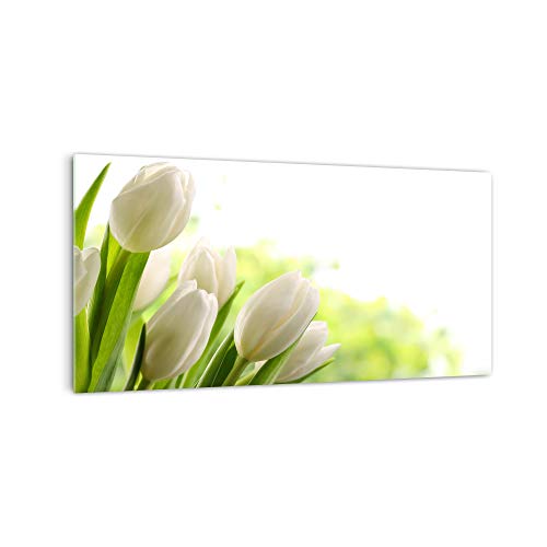 DekoGlas Küchenrückwand 'Weiße Blüten in Grün' in div. Größen, Glas-Rückwand, Wandpaneele, Spritzschutz & Fliesenspiegel