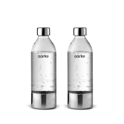 Aarke 2er-Pack PET-Flaschen für Wassersprudler Carbonator 3, BPA-frei mit Details in Edelstahl, 800ml