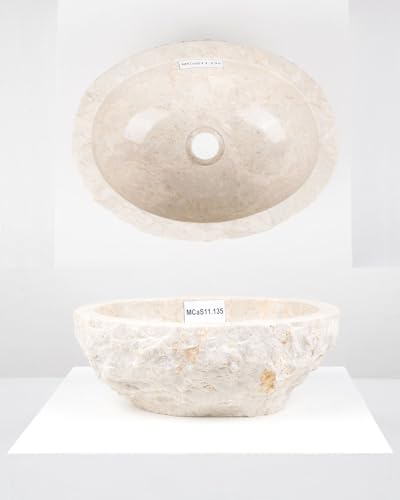 40 cm rundes Marmor Waschbecken in creme von WOHNFREUDEN - Mit Unikatauswahl
