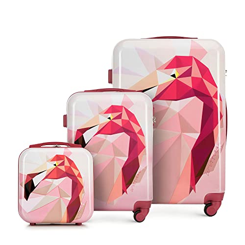 WITTCHEN Gepäckset Young-Kollektion ABS mit Polycarbonat Beschichtung und Teleskopgriff (S+M+Kosmetikkoffer) Rosa