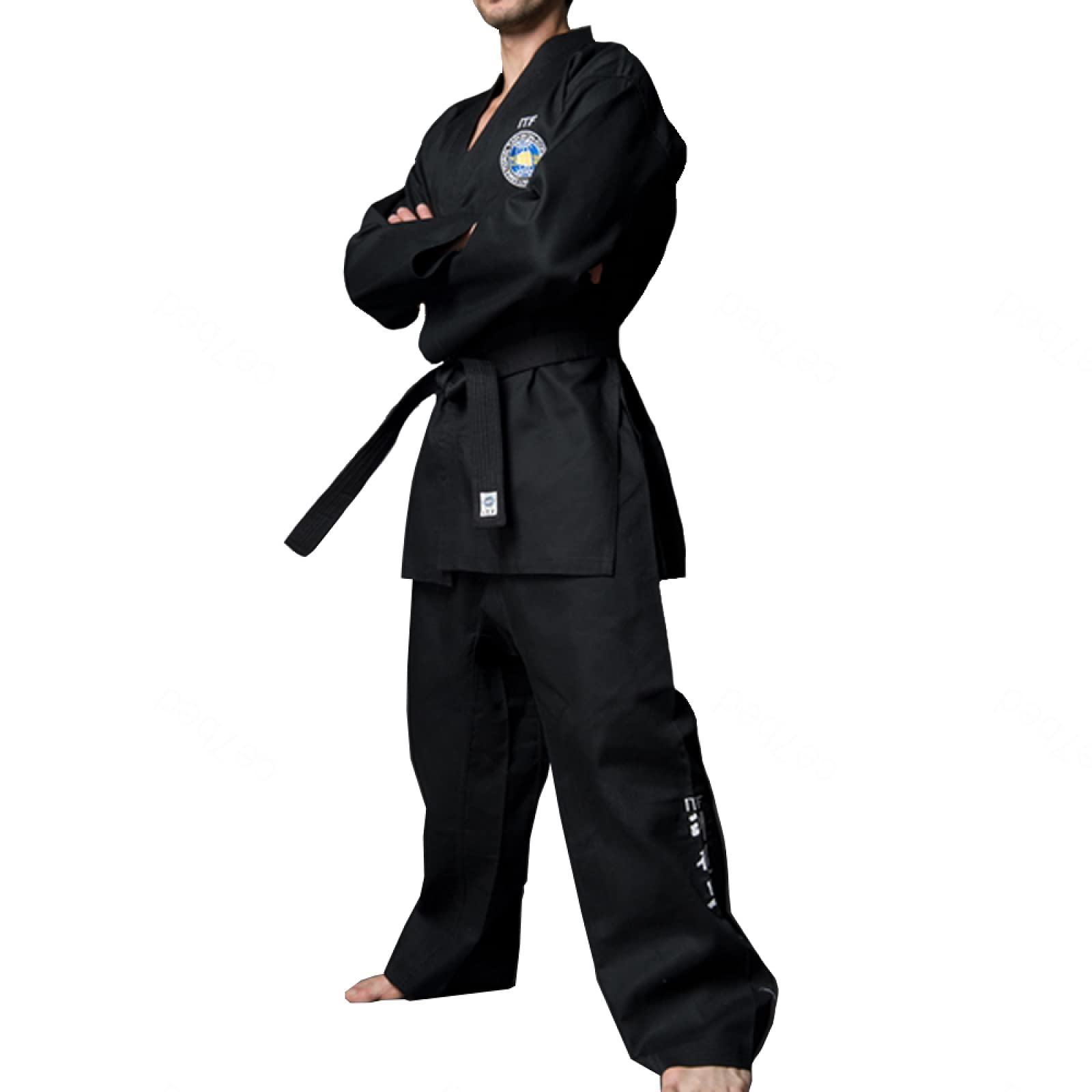KUXUAN Schwarzer ITF Taekwondo-Anzug für Erwachsene, Bestickter Karate-Anzug Judo-Anzug für Das Judo-Training,Black-170