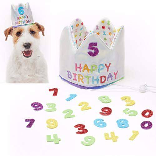 Pet London Happy Birthday Kronenhut für Hunde und Katzen, mit Glitzernummern, 20 Stück