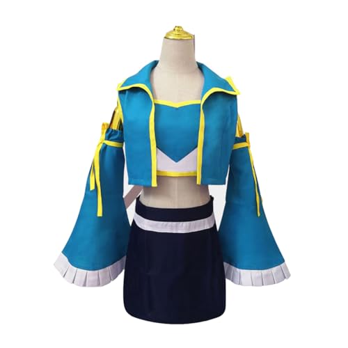 Bubels Anime Lucy Heartfilia Cosplay Kostüm Kleid Full Set Halloween Party Uniform,Blue-XXL
