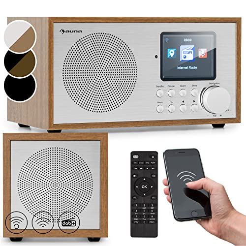 auna Silver/Black Star Mini - Internetradio, WLAN Radio, Two Internet DAB+/FM Radio, Webradio mit WiFi, BT, TWS Speaker, Hellbraun