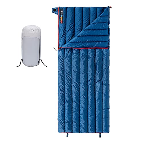 Tentock Outdoor Schlafsack Gänsedaunen 3-4 Jahreszeiten Deckenschlafsack Wasserdichter Leichtgewicht Schlafsack Warmes für Camping Wandern Trekking(blau, Standard)