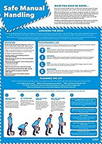 daydream Education Sicherheits-Poster mit manueller Handhabung, laminiertes Glanzpapier, 850 mm x 594 mm (A1), für Gesundheit und Sicherheit, Büro und Gewerbe, Wandtafeln