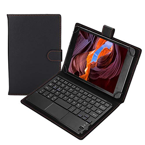 VBESTLIFE Bluetooth-Touchpad-Tastatur, Tragbare drahtlose abnehmbare Ergonomie-Tastatur mit PU-Leder-Flip-Case Schutzhülle für 7-8 Zoll Tablet-kompatibles Android/Windows/iOS