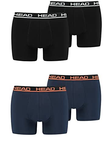 HEAD Herren Boxershorts Unterhosen 4P (Black/Blue Orange, M)