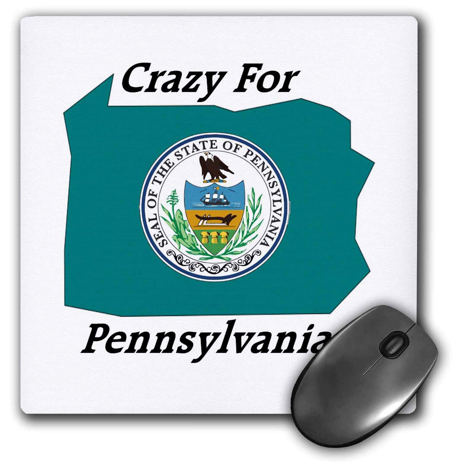 3dRose Mauspad mit Bild von Words Crazy for Pennsylvania mit Staatssiegel, mp-320766-1