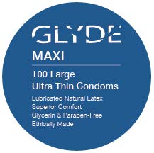 GLYDE Maxi - Large Fit Condoms - 100 Count - Ultra-Thin, Vegan, Non-Toxic, XL Size, Natural Rubber Latex, 56mm For Generous Fit