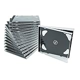Doppel CD Jewelcase/CD Hüllen/CD Leer Hüllen für 2 CD/DVD, transparent, Tray schwarz (10mm) 100 Stück im Karton