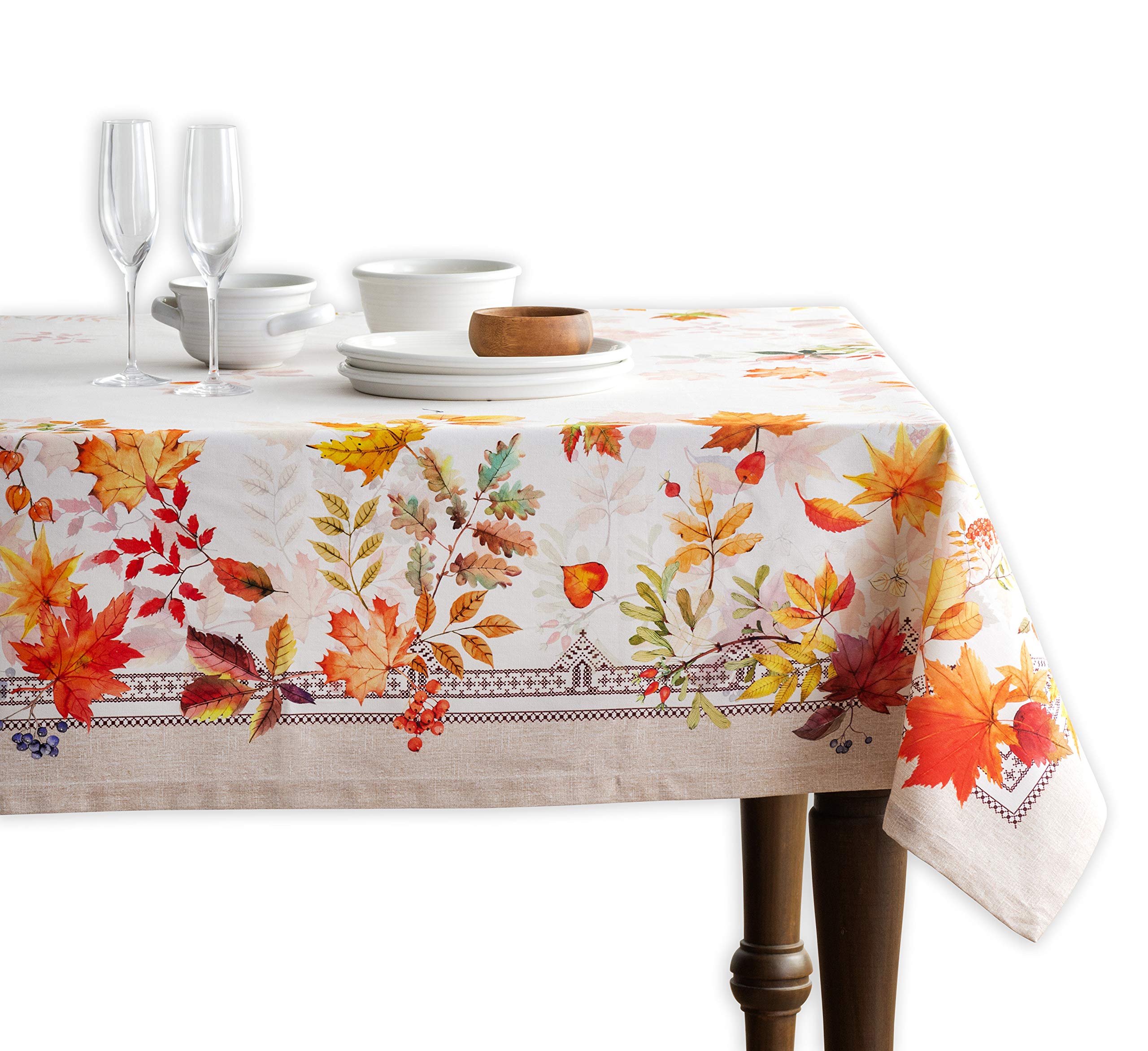 Maison d' Hermine Amarante Tischdecke aus 100 % Baumwolle für Küche | Esszimmer | Tischdekoration | Party | Hochzeit | Erntedankfest / Weihnachten (Rechteck, 140 cm x 230 cm)