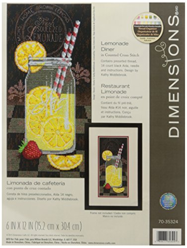 DIMENSIONS Handarbeiten Maße 14 Zählen Limonade Abendessen Kreuzstich-Set, 15,2 30,5 cm, Baumwolle, Multi Color, 15.2cm x 30.4cm