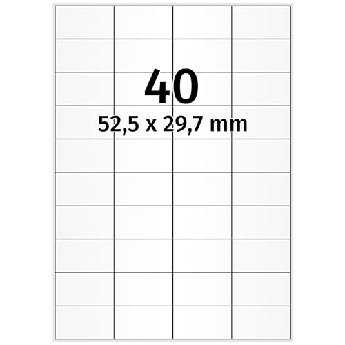 Labelident Laser-Etiketten auf DIN A4 Bogen - 53 x 30 mm - 20000 Papieretiketten weiß, matt, selbstklebend, 500 Blatt